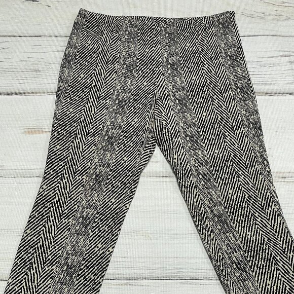 Free People Pants Printed Beige Black Side Zip Flat Front Small - Picture 2 of 13
